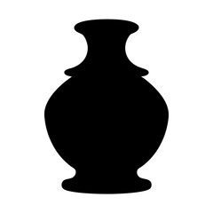 Silhouette of a Vase with a Narrow Neck and Rounded Body on White