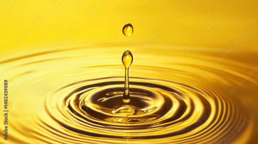 Aufkleber abstract background with yellow oil drops suspended in water featuring liquid texture patterns and l