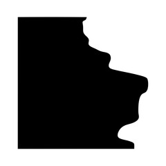 Abstract Black Shape with Curvy Right Edge on a White Background