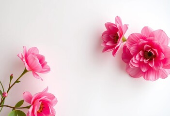 Delicate pink & white abstract floral background with textured pink flower frame, design, romantic