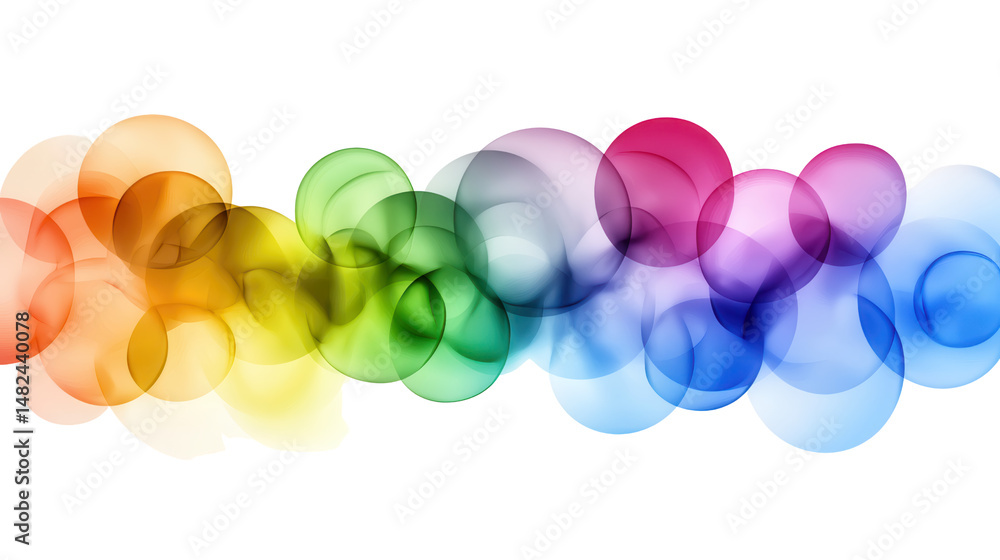 Poster abstract colorful circles on transparent background