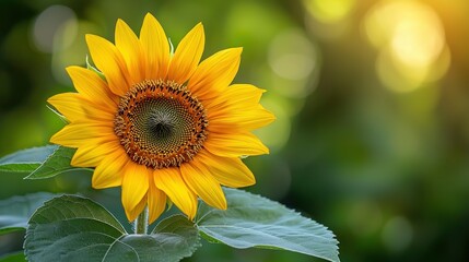 Naklejka premium Vibrant sunflower blooms against soft, blurred greenery