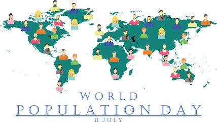 Vector illustration, Simple and Modern World Population Day Design with 2D cartoon image