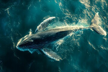Obraz premium Majestic Humpback Whale in Turquoise Ocean Waters - Nature and Wildlife Photography