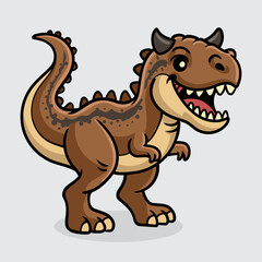 Cute Carnotaurus Dinosaur isolated cartoon illustration with light background