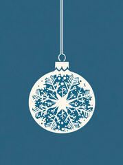 Christmas ornament with snowflake on blue background Flat illustration 