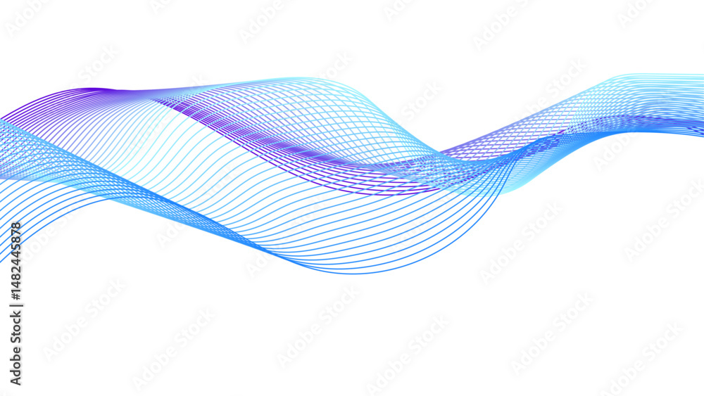 Wall mural abstract blue wave background. modern wave design in blue. flowing wave with gradient effect.