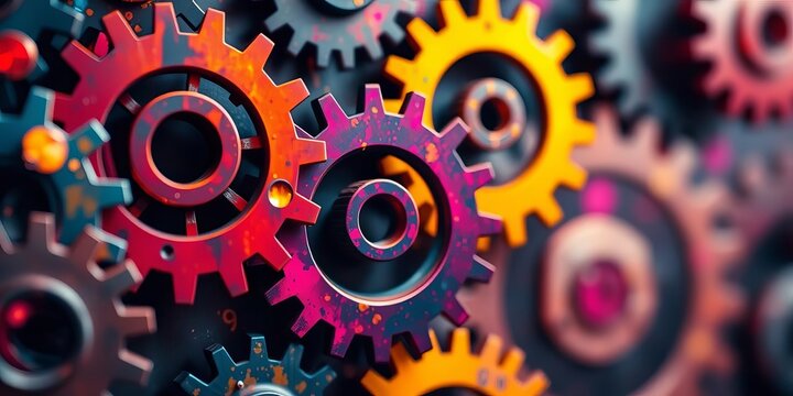 Abstract visual of gears shifting, symbolizing organizational change management, change management,  progress