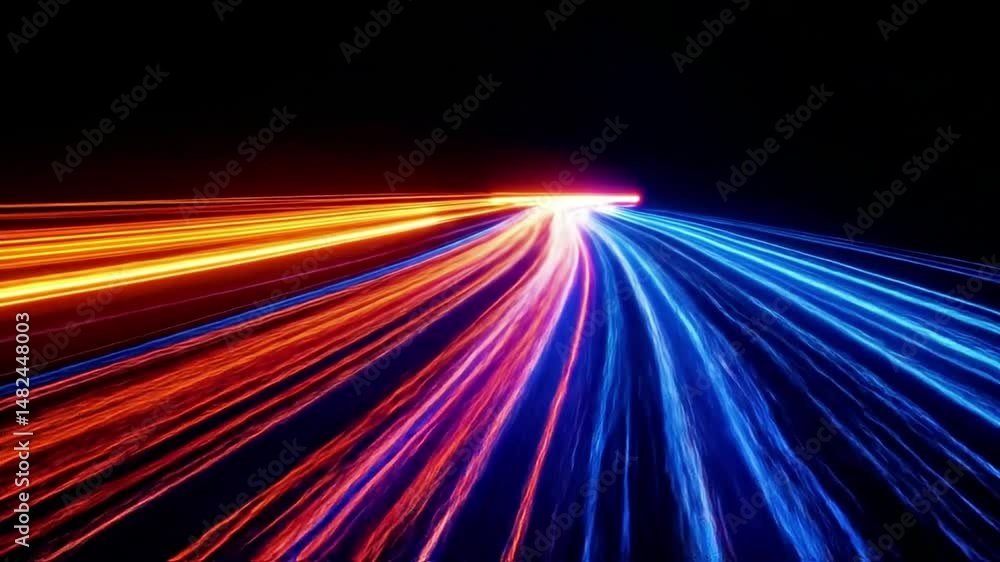 Poster abstract light streaks flowing with motion blur in dark background