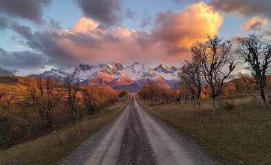 Fototapeta premium Mountain Road at Sunrise