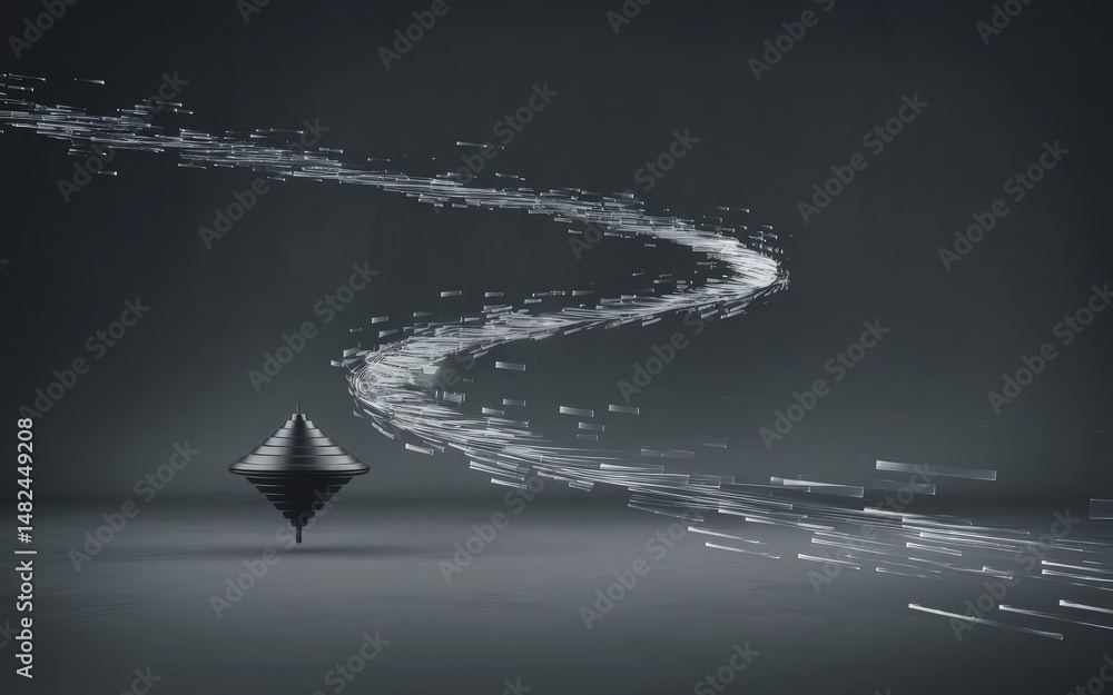 Poster abstract geometric trail: an abstract geometric form with a trail of shimmering light, evoking a sen