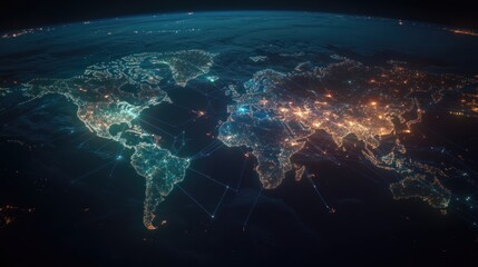 Global Network: A mesmerizing visualization of Earth's interconnected world, showcasing the intricate web of communication and information flow across continents.