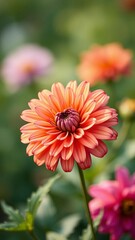 Watercolor zinnia flower dahlia petal plant 4K vertical