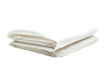 Stack of clean white folded towels isolated on transparent background for hygiene and household concept