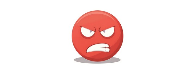 Fototapeta premium Intense red angry emoji on a clean bright white background
