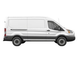 White Delivery Van Isolated on Transparent for Use in Packaging, Freight and Courier Ads