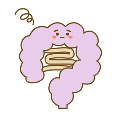 悪玉菌がいっぱいの不調な腸　線画