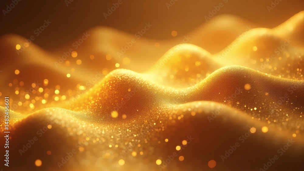 Poster golden light sparkling waves, creating a dreamy and ethereal atmosphere