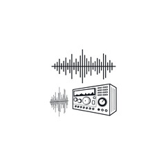 Obraz premium Audio wave vector QR code on the screen