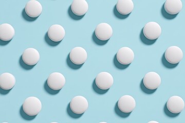 A  pattern of  round, white  pills on a light  blue  background.  Shadows  accentuate  the  shapes