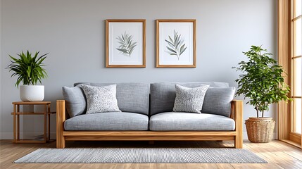 Minimalist Watercolor Mockup of Modern Furniture in Cozy Studio Interior