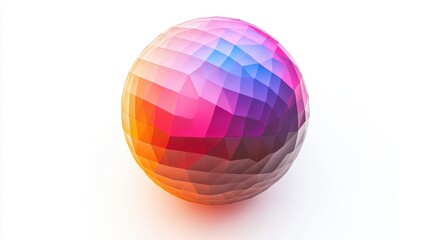 Colorful, geometric sphere against a white background.