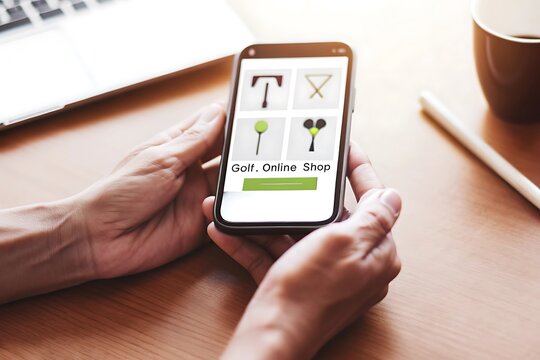 Person Browsing Golf Equipment on Mobile Phone Online Shop