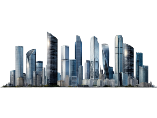 Modern City Skyline of Skyscrapers Isolated for Architectural and Graphic Designs