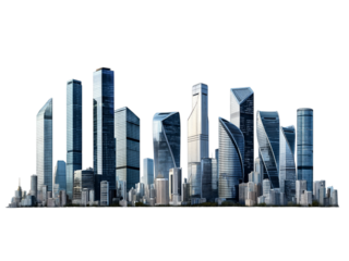 Modern City Skyline of Skyscrapers Isolated for Urban Design Projects and Futuristic Architectural Concepts
