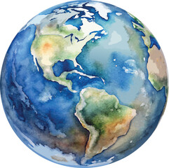 Fototapeta premium Planet Earth Globe Classic Watercolor Illustration