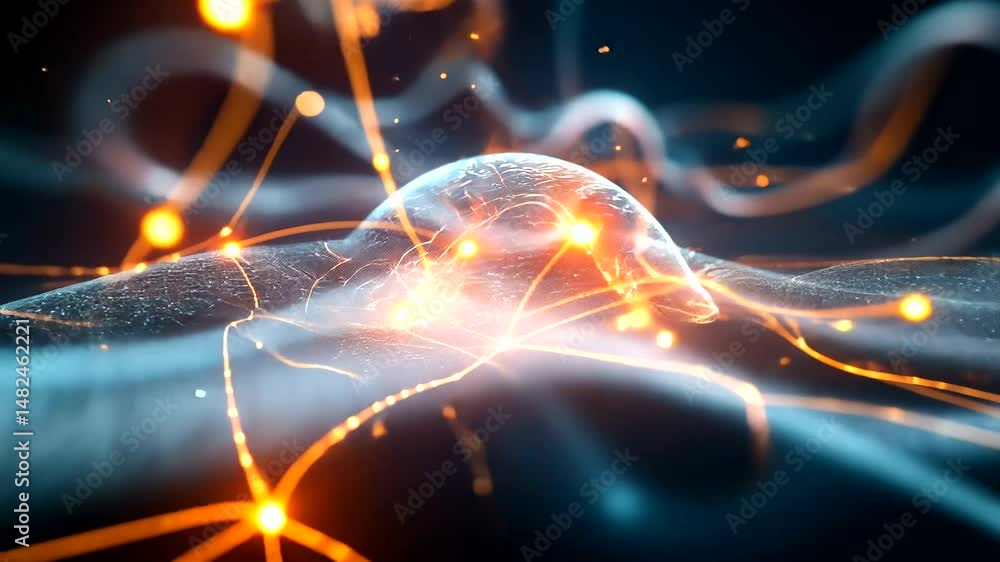 Poster abstract neural network with glowing points.