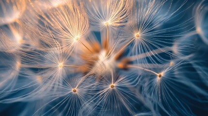 Fototapeta premium A macro shot of an intricate dandelion seed head