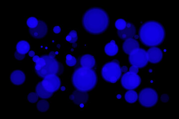 Monochrome bokeh background with soft white glowing circles on black backdrop. Elegant light blur effect for abstract, minimal, or digital vector design and overlays.