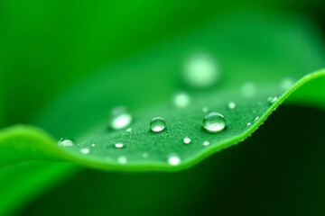 Fototapeta premium green leaf with water drops