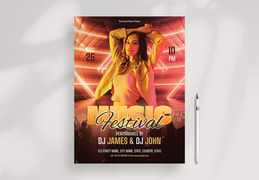Dj Neon Music Festival Flyer Layout