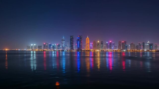 Dohas west bay skyline at night a symphony of modern architecture and urban reflection