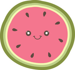 Happy Watermelon Slice Character