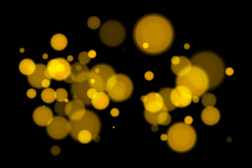 Minimal bokeh lights on black background with glowing circles and soft blur. Clean and elegant vector overlay for digital, abstract, or modern visual design.