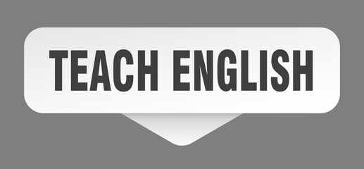 teach english sticker. teach english sign isolated on gray background