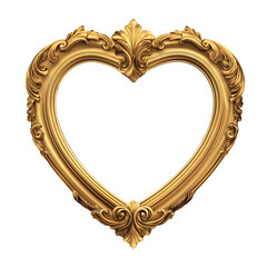 Golden heart-shaped ornate picture frame
, An elegant gold ornate picture frame in the shape of a heart, perfect for romantic or vintage-themed decor.
