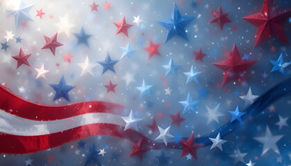 Obraz premium Stars on transparent background, symbolism of American Independence day, Memorial Day, 4th July