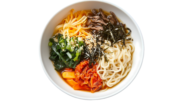 Korean Noodle Soup Recipe  Guide isolated on transparent background