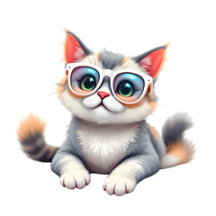 Adorable Kitten Wearing Trendy Sunglasses Cute Pet Animal Illustration Perfect for Apparel Prints