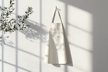 Hanging Apron Mockup | Cotton Cloth on Bright Wall Background