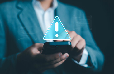 System hacked warning alert on laptop. error 404 alerts on a laptop, caution of spam in website digital Cyber attack on computer network, Virus, Spyware, Malware or Malicious software. Cyber security
