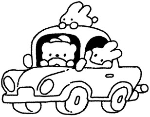 여행을 떠나는 곰과 두 마리의 토끼 캐릭터 일러스트   © titi.drawing