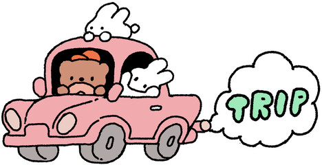 여행을 떠나는 곰과 토끼들 일러스트   © titi.drawing