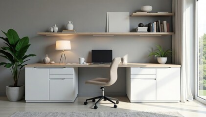 Modern office cabinet with sleek design and ample storage space , office supplies, cabinet