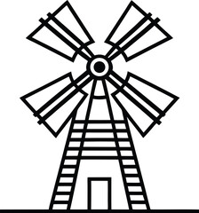 Windmill silhouette, A windmill vector style silhouette illustration