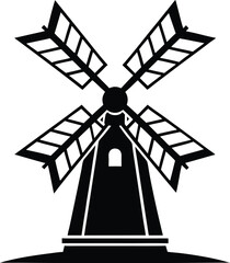Windmill silhouette, A windmill vector style silhouette illustration